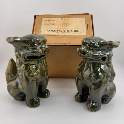 Par de estatuillas vintage nuevas antiguas de cerámica japonesa Shishi León Katani Foo perro Foto 1 de 4