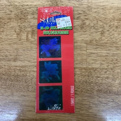 Vintage 3-D Holographic Unicorns 1 Sheet Stickers Pack American Greetings - Image 1 of 4