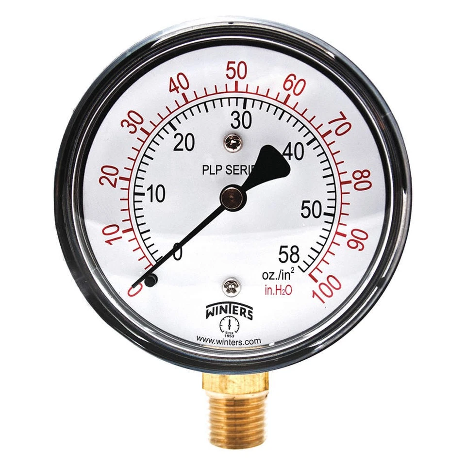 WINTERS PLP304 Pressure Gauge,2-1/2" Dial Size,Black 491C66 - Image 1 of 1