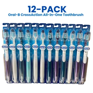 12-PACK Oral-B CrossAction All-in-One Manual Toothbrush 35 Soft Bristles - Picture 1 of 3