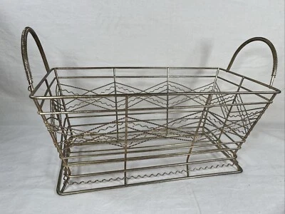 Decorative Gold Metal Rectangular Basket w/Handles Diamond Pattern 14”Lx7”Wx6”H - Image 1 of 4