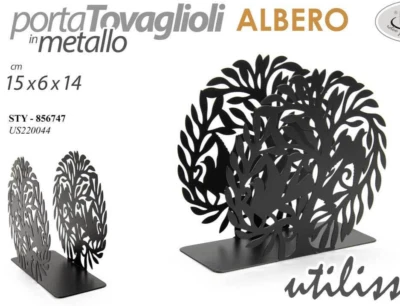 PORTATOVAGLIOLI DA TAVOLO ALBERO ALBERI BOMBONIERA METALLO NERO FESTE 15*6*14 cm - Immagine 1 di 3