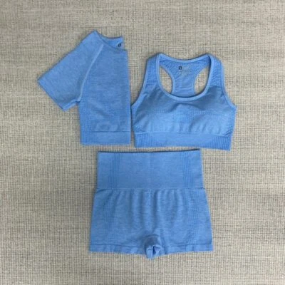 2pcs / 3pcs Sport Top And Yoga Gym Pants / Slim Fit Shorts Women's Fitness Wear - Image 1 of 4