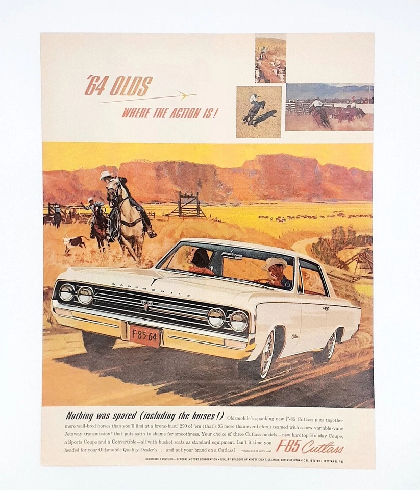 Oldsmobile F-85 Cutlass car ad vintage 1964 original advertisement 13 x 10 " - Image 1 of 1
