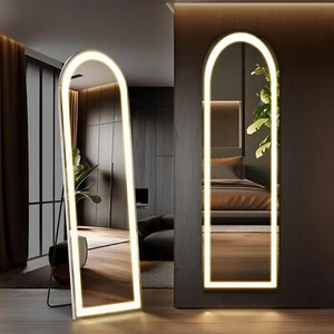 Full Length Mirror with LED Lights 60"x16" Floor Mirror 3 Color Lighting Mirror - Picture 1 of 28