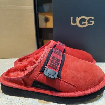 NOVO CHINELO MASCULINO TAMANHO 5 SAMBA VERMELHO UGG DUNA SLIP-ON CAMURÇA PELE DE CARNEIRO 1130931 - Imagem 1 de 4