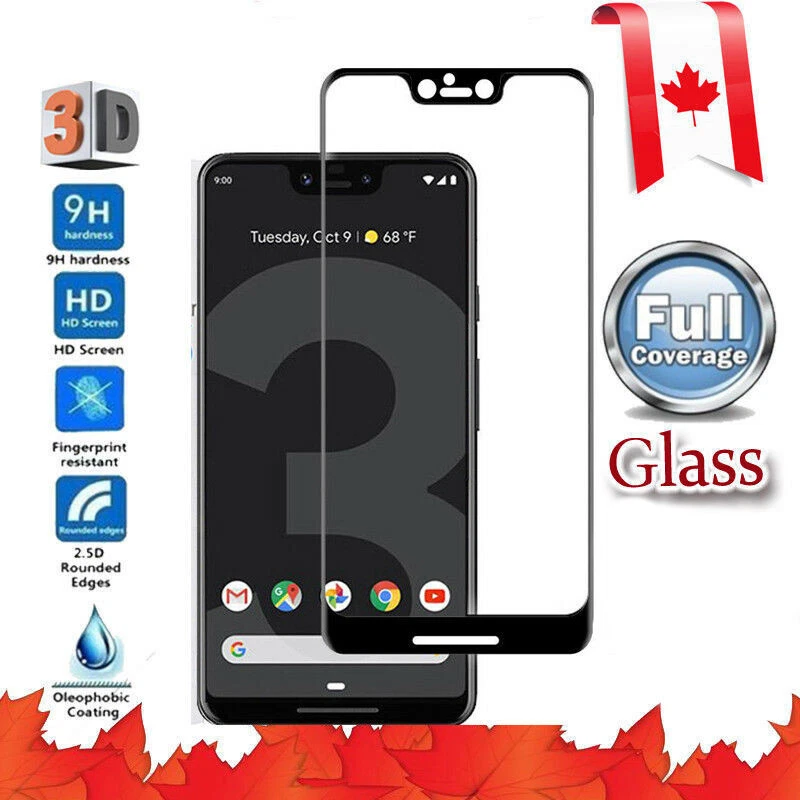 Protector de pantalla de vidrio templado de cobertura completa 3D para Google Pixel 2 3 XL 2XL 3XL Foto 1 de 4
