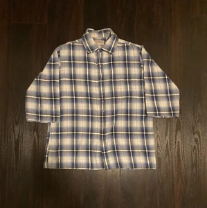 Vintage 80s Arrow Shadow Plaid Shirt Size L 23x26.5 - Picture 1 of 4