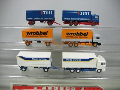 3X H0 1:87 Last-/Hängerzug MAN: 17111+Riedel-De Haen+Wrobbel #AF243-0,5 - Immagine 1 di 4