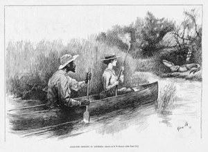 ALLIGATOR SHOOTING FROM CANOE IN LOUISIANA WOMAN SHOOTS ALLIGATOR WITH GUN HUNT - Picture 1 of 1