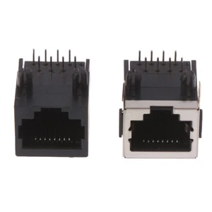 10PCS RJ45 Metal 8 Pin Female PCB Right Angle Board Jack Connector 8P8 WF - Afbeelding 1 van 14