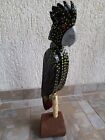 Unique black cockatoo sculpture, handmade, modern Art, red tailed...with video