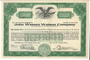 PENNSYLVANIA 1927 John Warren Watson Company Stock Certificate #7 Automobile - Picture 1 of 2