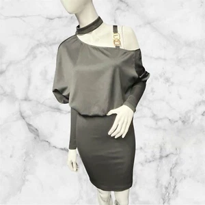 Brandneu ohne Etikett Chic Me schwarz figurbetont hochgeschlossen Cutout Kleid Größe S (UK 8)  - Bild 1 von 1