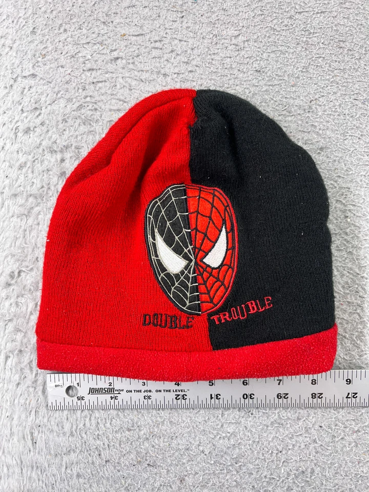 Gorro Spiderman Doble Problema Toque Juvenil Rojo Negro Tejido Bordado Acrílico Foto 1 de 4