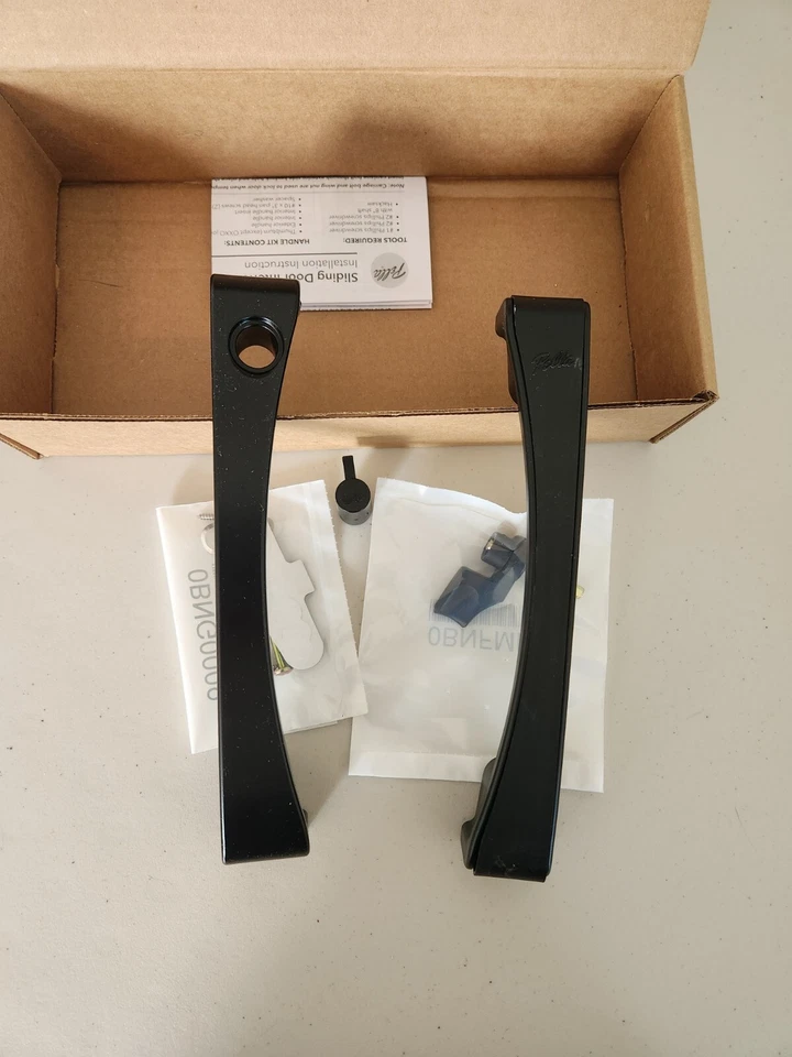 PELLA BLACK EXTERIOR/BLACK INTERIOR HANDLE SET FOR SLIDING DOOR OX, NEW IN BOX - Image 1 of 1