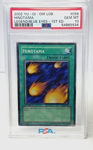 2002 Yugioh PSA 10 Hinotama LOB-056 1st Edition Legend of Blue Eyes White Dragon - Picture 1 of 1