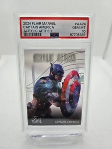2024 FLAIR MARVEL #AA24 CAPTAIN AMERICA ACRYLIC AETHER GEM MT PSA 10 - Picture 1 of 2