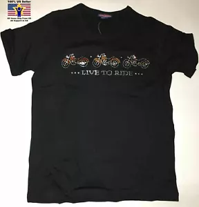 Live To Ride Biker Yamaha Motorrad Strass Kristalle schwarz Damen Shirt M-2X - Bild 1 von 6