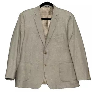 Crown & Ivy Mens Jacket 48R Tan Linen Blend 2 Button Blazer Sport Coat Classic - Picture 1 of 16