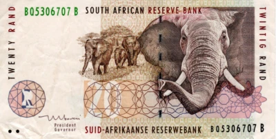 South Africa 20 Rand ND(1999) VF+ Banknote P-124b Prefix BQ Mboweni Sig. - Image 1 of 2