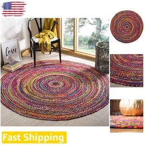 Soft Artisan Braided Cotton Area Rug - Bohemian Chic for Contemporary Homes - Picture 1 of 6