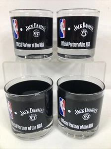 4 Jack Daniels Old No 7 Official Partner Of The NBA Rocks 8 Oz Glasses EUC - Picture 1 of 8