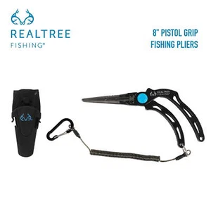 Realtree Fishing 8-inch Pistol Grip Pliers Titanium-Coated Stainless Steel Jaws - Picture 1 of 9