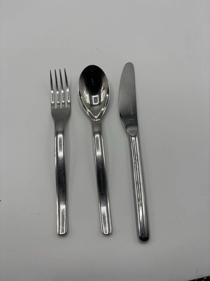 Juego de cuchara, cuchillo y tenedor de plata Christofle Francia vajilla cubiertos L 10,2 pulgadas Foto 1 de 4