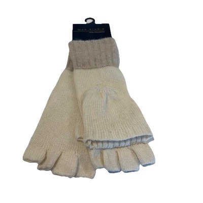 Convertible Fingerless Cashmere Gloves MAX STUDIO Sweet Vanilla  / Oatmeal OS - Image 1 of 4