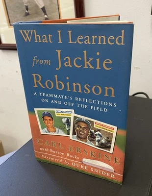 Libro firmado por Carl Erskine "Lo que aprendí de Jackie Robinson" automático con B&E Holo Foto 1 de 3