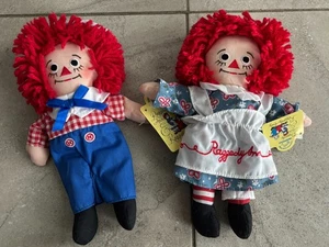 NWT Pair Applause Small Miniature Set of Raggedy Ann Raggedy Andy Rag Dolls 9" - Picture 1 of 6