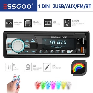 1 Din Autoradio Radio USB TF Bluetooth AM Aux-In Auto MP3-Player Fernbedienung - Bild 1 von 9