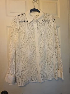 Top con botones de encaje blanco 1x botón de pelar  - Imagen 1 de 7