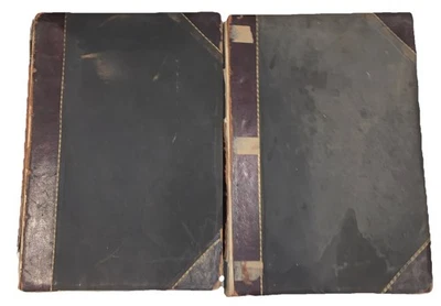 c.1865, BEAUTIFUL LARGE ANTIQUE HOLY BIBLE, JOHN BROWN, 2 VOL, FOLIO, 16.25", NR - Image 1 of 4