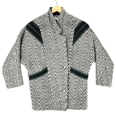 Abrigo Chevron Tweed Años 80 De Colección M/L* Mujeres Zigzag Hombro Almohadillas Nueva Ola Andrógino Foto 1 de 4