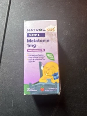 Мелатонин для детей быстрое растворение 1 мг, добавка для спокойного сна, 40 таблеток срок годности 10/25 - Изображение 1 из 3