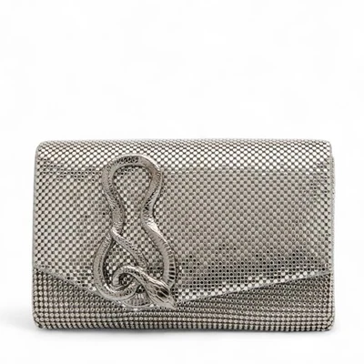 Bolso sin asas Whiting & Davis Ava Serpiente Plata Metal Malla Cartera Cadena Correa Foto 1 de 4