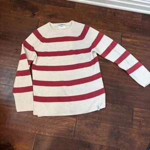 Zara Boys 13/14 Sweater Knit Cream and Red Striped - Picture 1 of 4