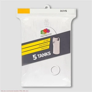 Fruit of the Loom Boys' 4 + 1 Bonus Pack A-Undershirt - White Medium (8-10) - Picture 1 of 2