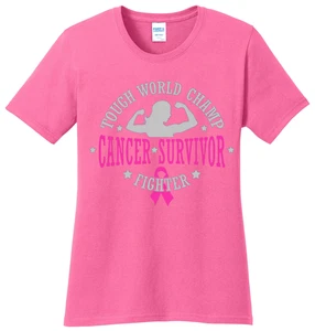 Breast Cancer Survivor Gifts T-shirt Women's Ladies Tee Pink Ribbon Strong Brave - Picture 1 of 4