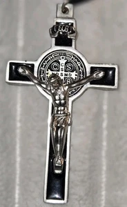 Large Saint Benedict Pectoral Cross with Colored Enamel (Black Traditional) - Picture 1 of 2