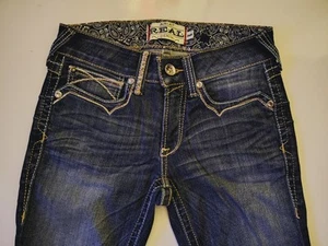 Ariat Real Denim Damen 26R Blue Denim Skinny Dicke Nähte (26x24,5) Capri - Bild 1 von 16