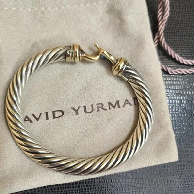 David Yurman Sterling & 14K Cable Bracelet Medium Hook Clasp - Image 1 of 4