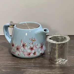Alfred Cherry Blossom Ceramic Teapot w/ Stainless Steel Lid and Infuser 16oz - Picture 1 of 21