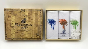 Caribbean Joe Handkerchiefs 3 Pack Blue Orange Green Swaying Palm Trees VTG? NOS - Picture 1 of 7
