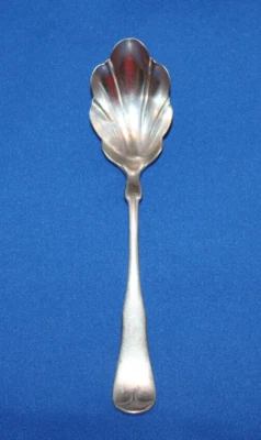 vintage Anchor Rogers silverplate 6" shell sugar spoon fiddle pattern no mono - Image 1 of 4