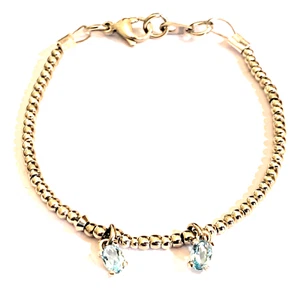 Bracciale da donna acciaio inox con ciondolo acquamarina argento 925 Swarovski - Foto 1 di 3