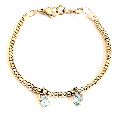 Bracciale da donna acciaio inox con ciondolo acquamarina argento 925 Swarovski - Immagine 1 di 3