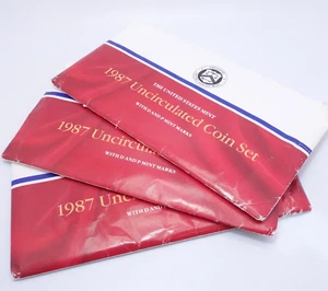 Lots of 3 1987 U.S Mint Uncirculated D & P Marks Coin Sets Envelope #Q6 - Picture 1 of 7